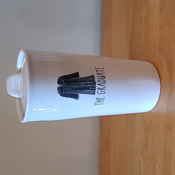 RAE DUNN 'GRADUATE' Artisan Collection White Ceramic Travel Tumbler Mug With Lid - Picture 3 of 14